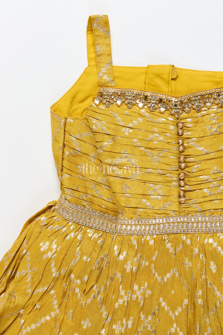 The Nesavu Girls Silk Gown Girls Silk Gown with Jacket for Weddings and Traditional Functions Nesavu Nesavu girls silk gown jacket Banarasi jacquard weddings festive occasions