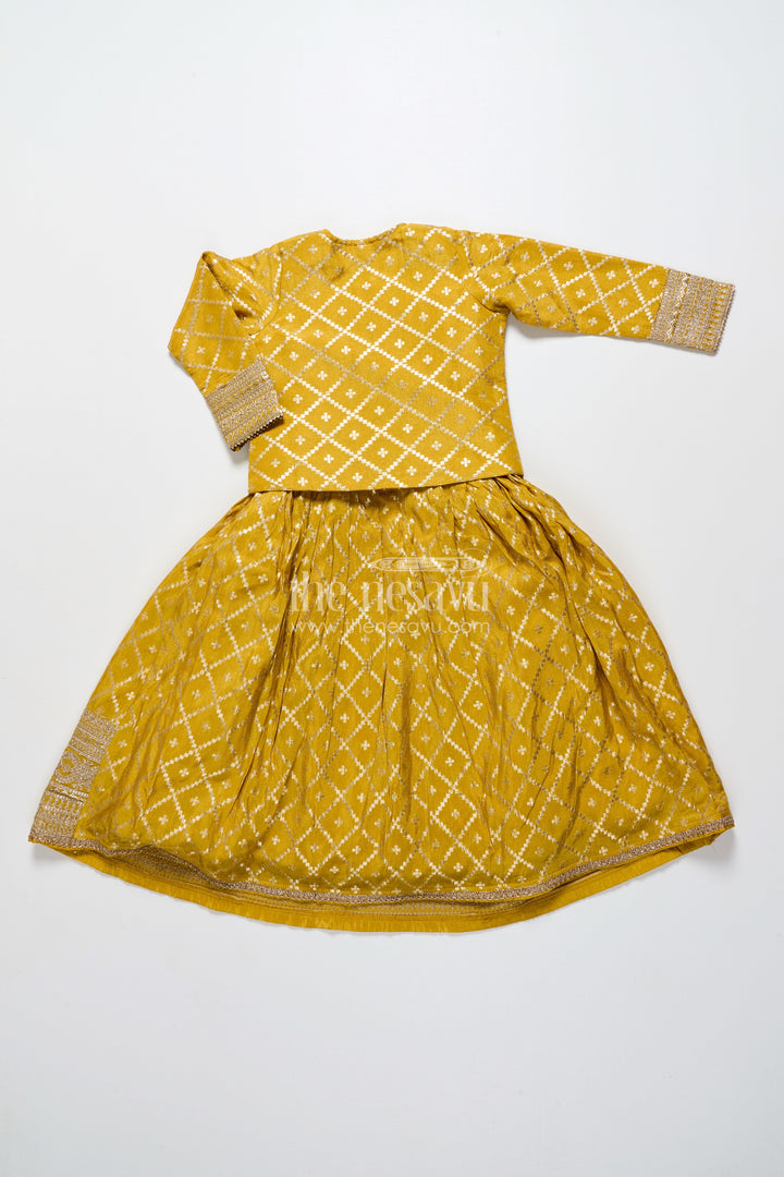 The Nesavu Girls Silk Gown Girls Silk Gown with Jacket for Weddings and Traditional Functions Nesavu Nesavu girls silk gown jacket Banarasi jacquard weddings festive occasions