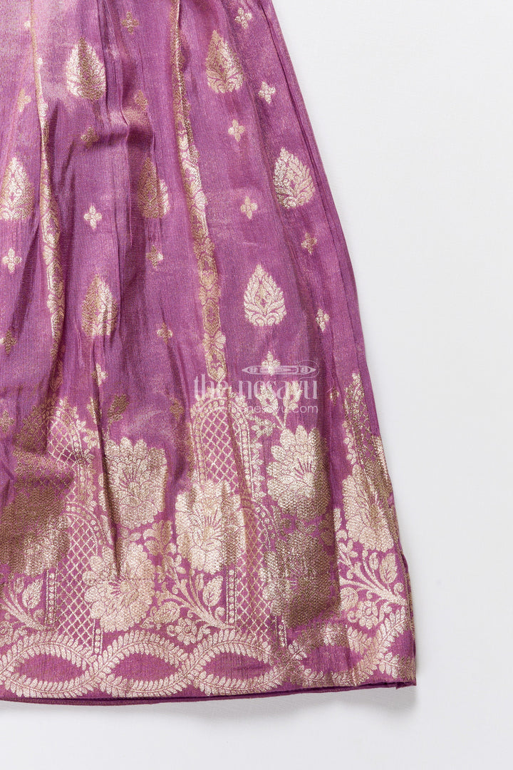 The Nesavu Girls Silk Gown Girls Silk Gown with Zari Border for Weddings and Festive Occasions Nesavu Nesavu girls silk gown grand zari border flare weddings cultural events