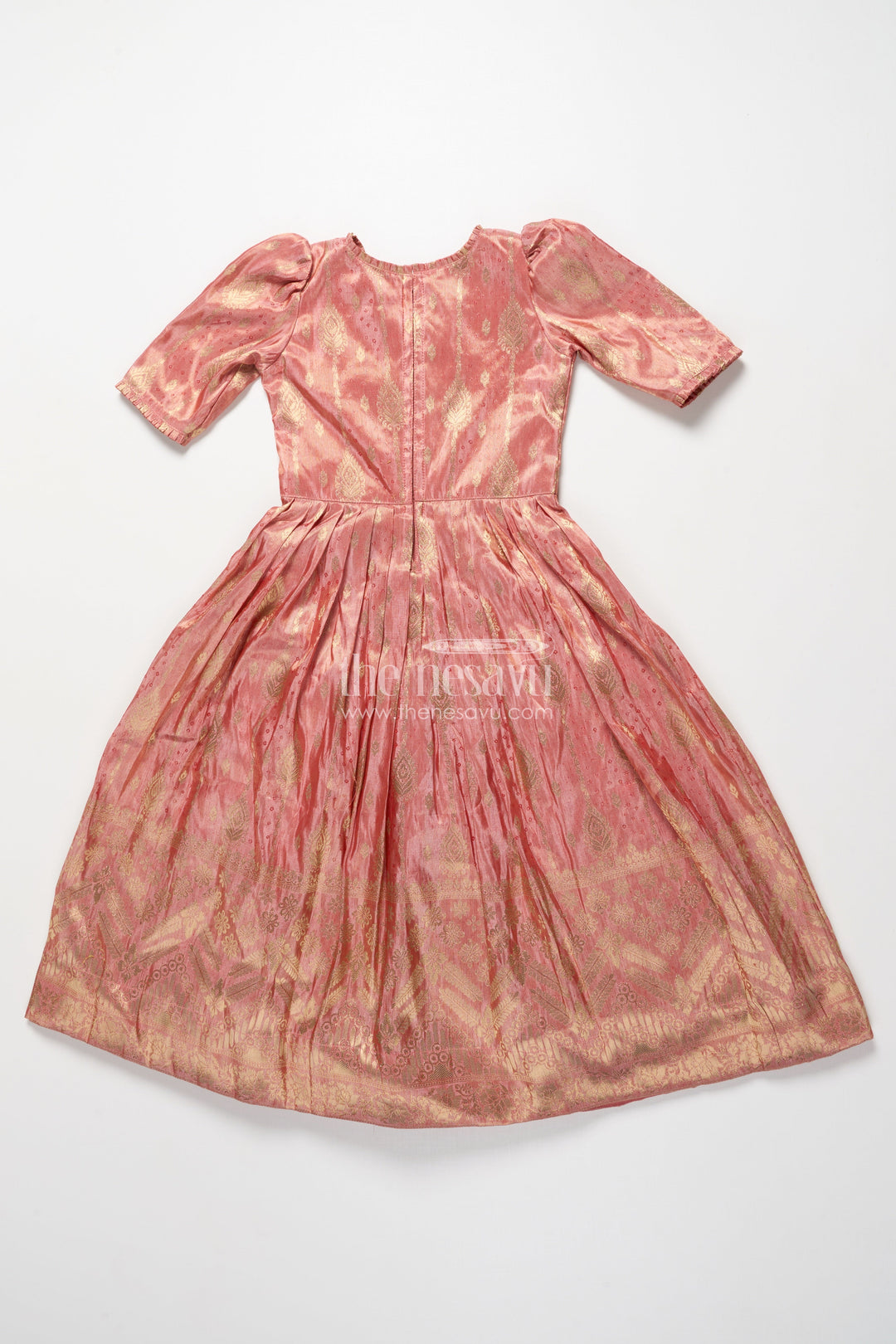 The Nesavu Girls Silk Gown Girls Silk Gown with Zari Border for Weddings and Festive Occasions Nesavu Nesavu girls silk gown zari border embellished yoke weddings festive wear