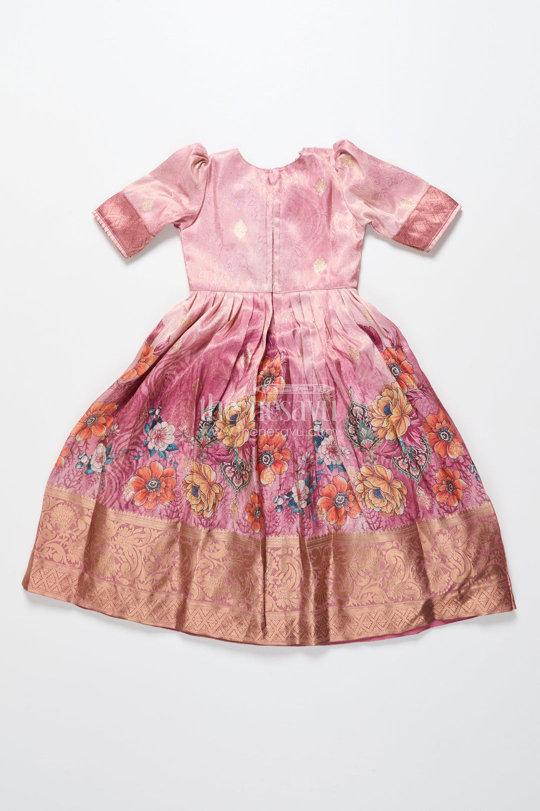 The Nesavu Girls Silk Gown Girls Silk Gown with Zari Border for Weddings and Traditional Occasions Nesavu Nesavu girls silk gown big zari border weddings birthdays traditional celebrations