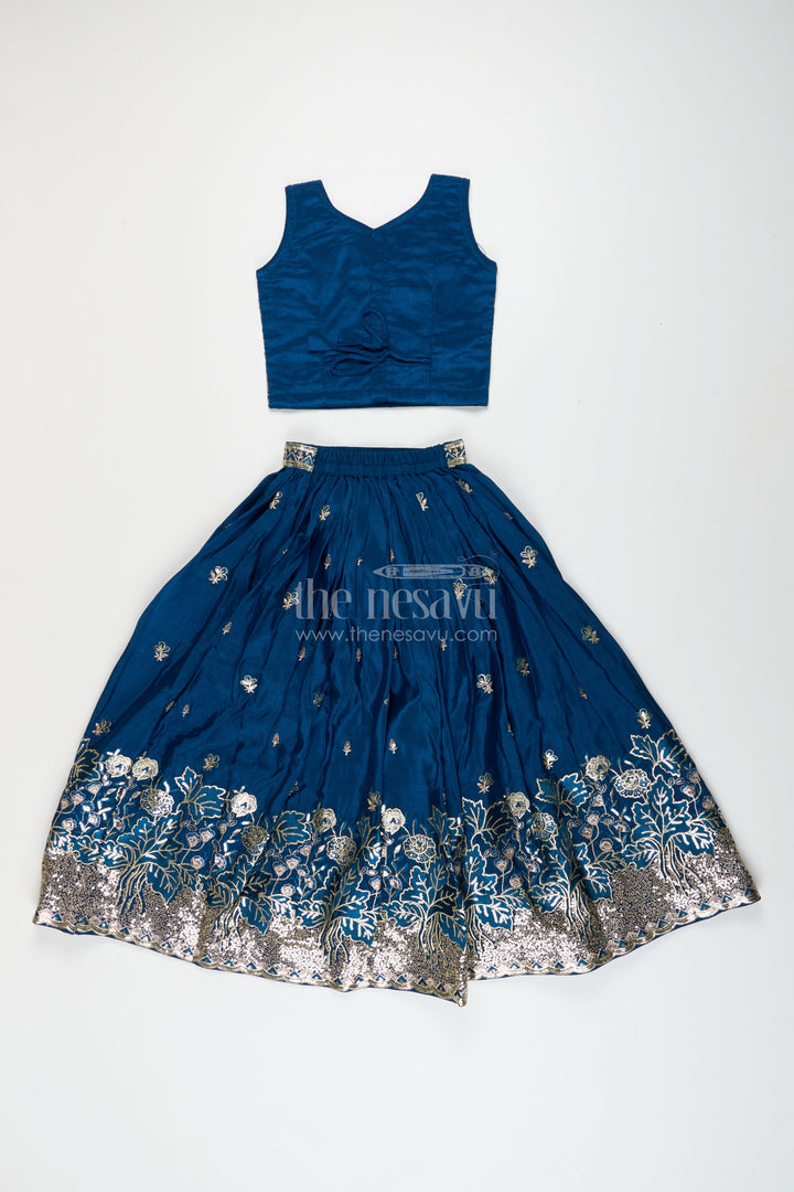The Nesavu Girls Lehenga Choli Girls Silk Lehenga Set with Designer Embroidery for Festive Occasions Nesavu Nesavu girls silk lehenga set designer embroidery  perfect weddings cultural festivities
