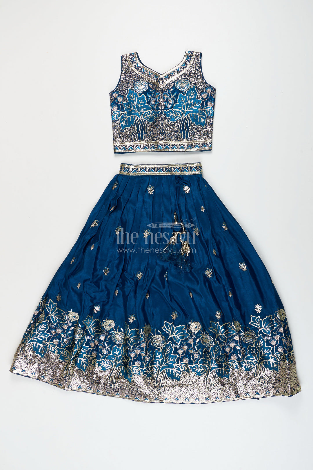 The Nesavu Girls Lehenga Choli Girls Silk Lehenga Set with Designer Embroidery for Festive Occasions Nesavu Nesavu girls silk lehenga set designer embroidery  perfect weddings cultural festivities