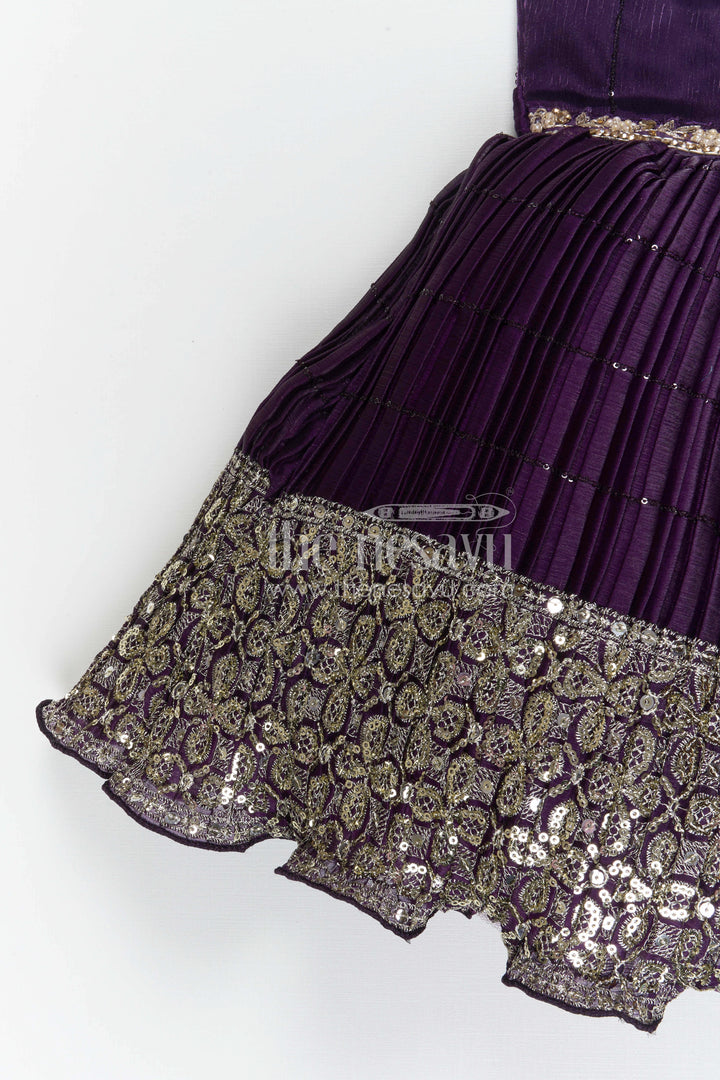 The Nesavu Silk Party Frock Girls Silk Party Frock for Weddings and Grand Celebrations Nesavu Nesavu girls chinnon silk party frock with sequin embroidery for weddings