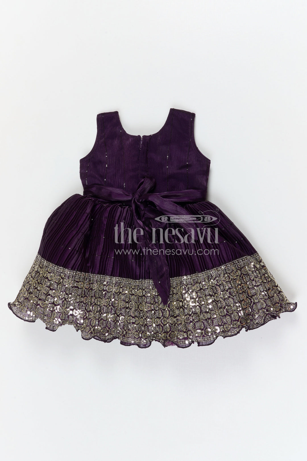The Nesavu Silk Party Frock Girls Silk Party Frock for Weddings and Grand Celebrations Nesavu Nesavu girls chinnon silk party frock with sequin embroidery for weddings