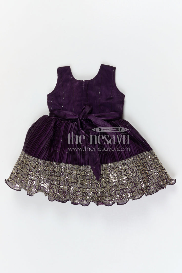 The Nesavu Silk Party Frock Girls Silk Party Frock for Weddings and Grand Celebrations Nesavu Nesavu girls chinnon silk party frock with sequin embroidery for weddings