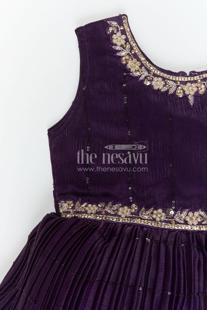 The Nesavu Silk Party Frock Girls Silk Party Frock for Weddings and Grand Celebrations Nesavu Nesavu girls chinnon silk party frock with sequin embroidery for weddings