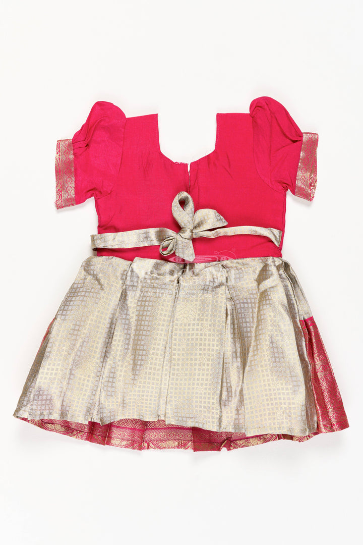 The Nesavu Silk Party Frock Girls Silk Party Frock in Red for Portrait Days Nesavu Nesavu Girls Silk Party Frock In Red With Statement For Portrait Days
