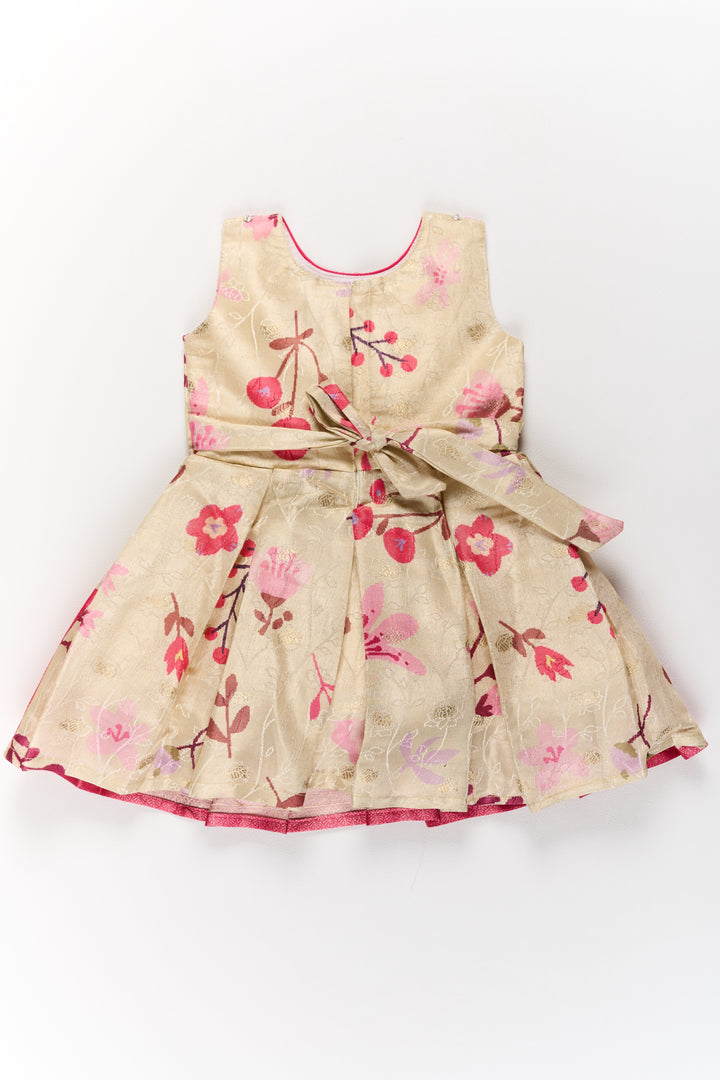 The Nesavu Silk Party Frock Girls Silk Party Frock with Puff Sleeves and Embroidered Jacket in Pink and Cream Nesavu Girls Silk Party Frock Puff Sleeves Embroidered Jacket Pink Cream | The Nesavu