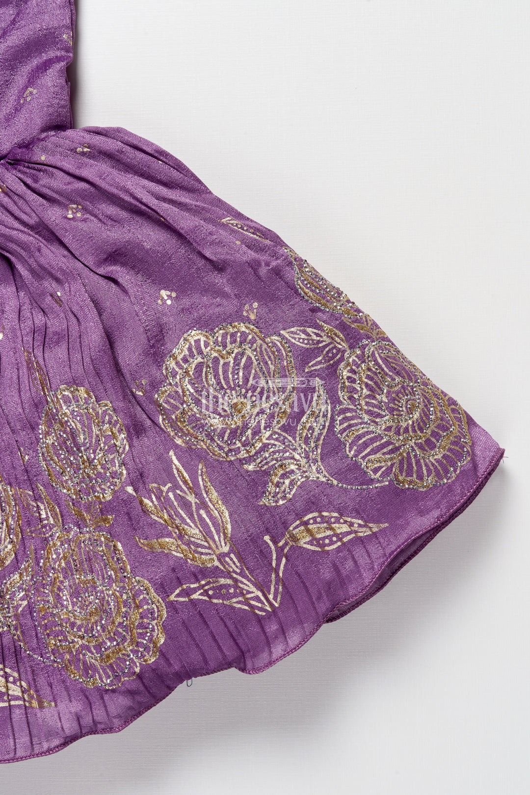 The Nesavu Silk Party Frock Girls Silk Party Frock with Stylish Yoke and Flared Hem Nesavu Nesavu silk party frock girls designer yoke floral motifs