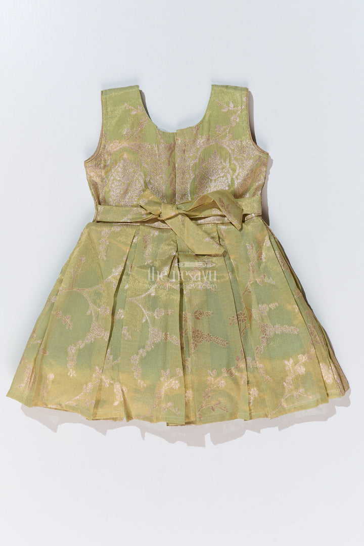 The Nesavu Silk Party Frock Girls Silk Short Frock with Embroidered Neckline and Pleated Skirt for Party Wear Nesavu Girls Silk Short Frock Pleated Skirt Embroidered Neckline Party Wear | The Nesavu