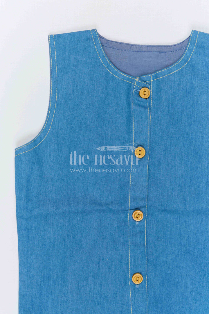 The Nesavu Girls Co-Ord Sets Girls Sleeveless Co Ord Set for Casual Weekend Outings Nesavu Nesavu Girls Sleeveless Cotton Blend Co Ord Set With Wide Leg Pants For Casual Outings