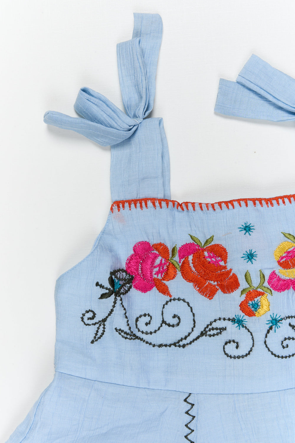 The Nesavu Girls Cotton Frock Girls Sleeveless Cotton Frock for Summer Playdates and Outings Nesavu Nesavu girls sleeveless cotton frock with floral embroidery – perfect for summer playdates and holidays