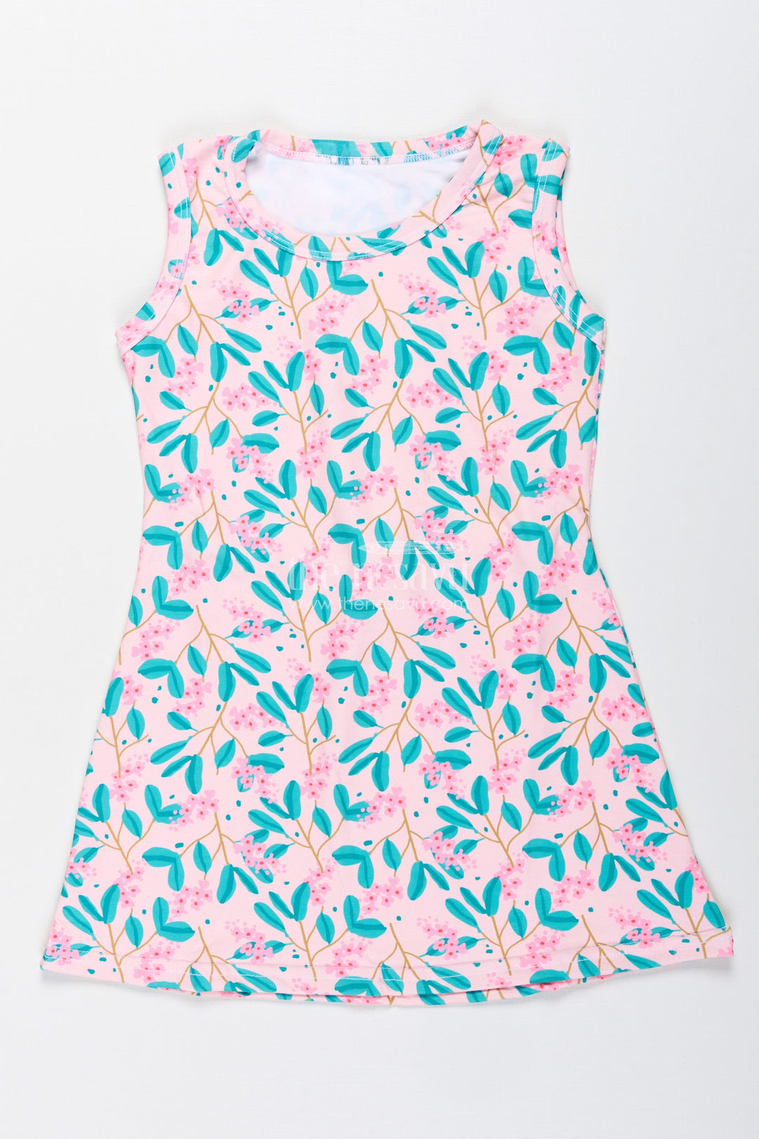 The Nesavu Girls Cotton Frock Girls Sleeveless Cotton Frock with Floral Print for Summer Outings Nesavu 22 (4Y) / Green GFC1890A-22 Nesavu Girls Cotton Frock Green Floral Print Sleeveless Summer Dress Toddlers