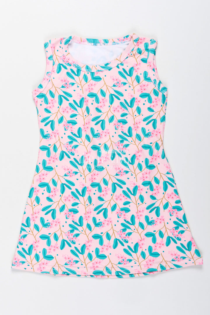 The Nesavu Girls Cotton Frock Girls Sleeveless Cotton Frock with Floral Print for Summer Outings Nesavu 22 (4Y) / Green GFC1890A-22 Nesavu Girls Cotton Frock Green Floral Print Sleeveless Summer Dress Toddlers