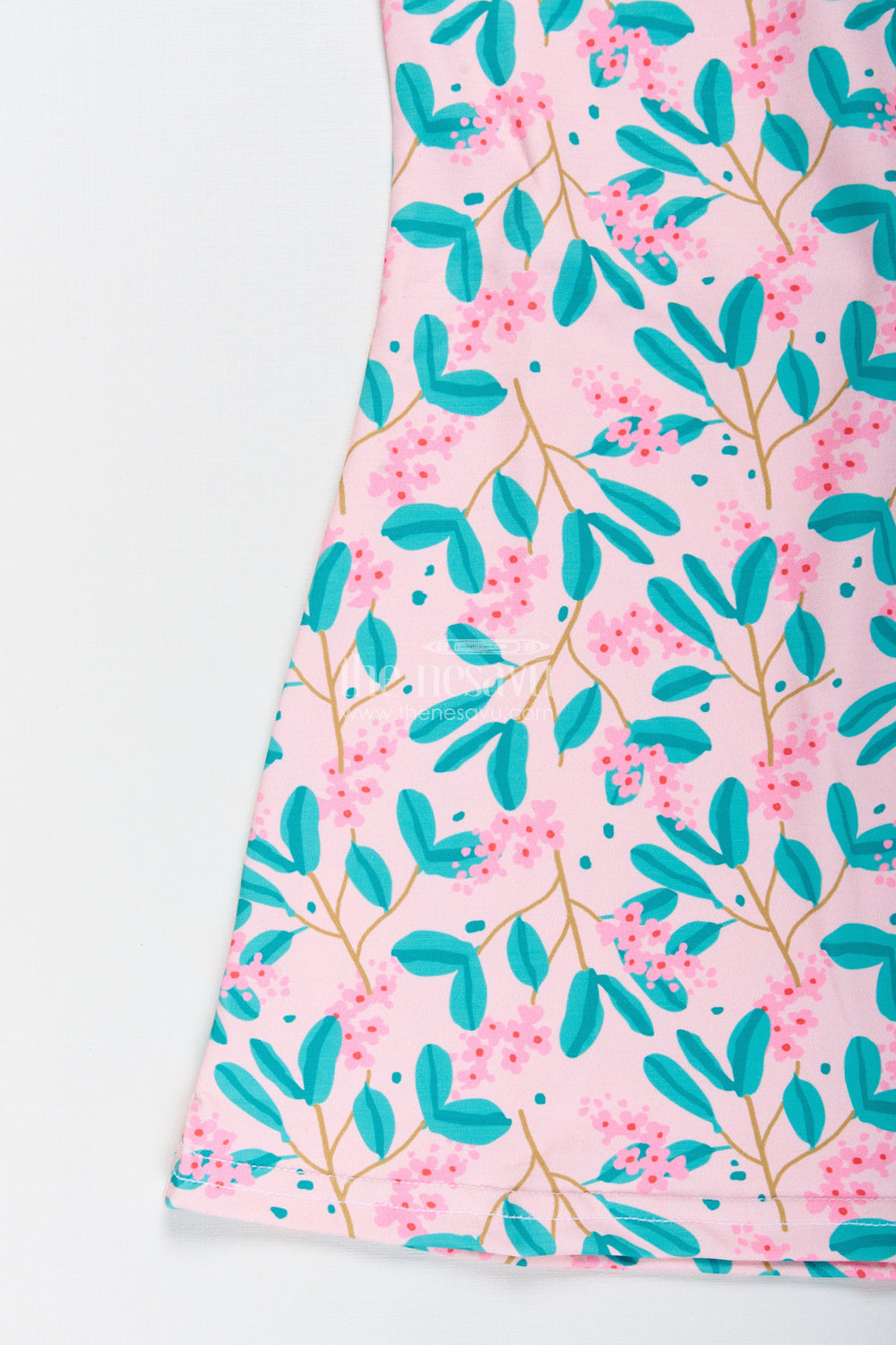 The Nesavu Girls Cotton Frock Girls Sleeveless Cotton Frock with Floral Print for Summer Outings Nesavu Nesavu Girls Cotton Frock Green Floral Print Sleeveless Summer Dress Toddlers