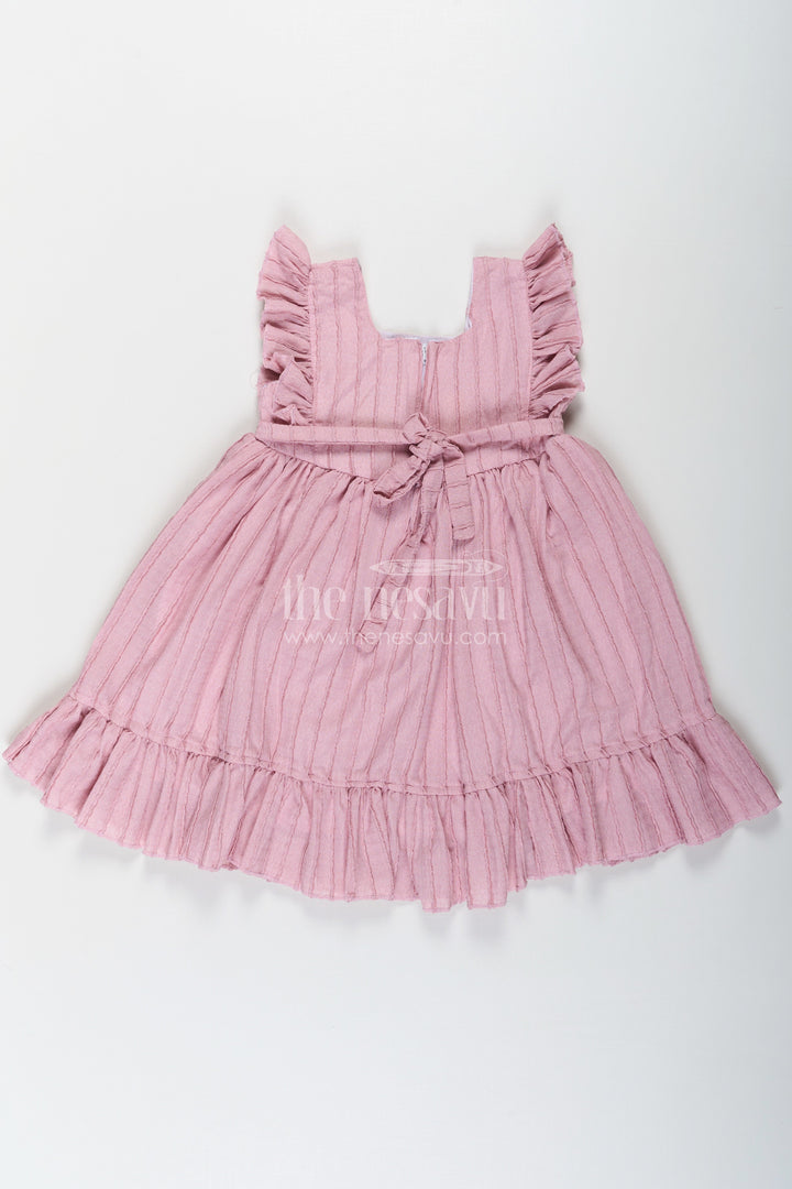 The Nesavu Girls Cotton Frock Girls Sleeveless Frock in Pure Cotton with Ruffled Straps and Floral Appliqué for a Casual Look Nesavu Nesavu Girls Sleeveless Frock Pure Cotton Ruffled Straps Floral Appliqu Everyday Wear