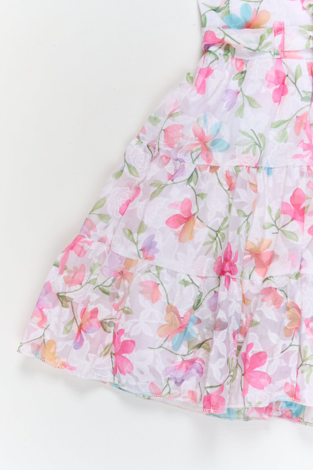 The Nesavu Girls Cotton Frock Girls Sleeveless Frock with Digital Floral Print for Outings and Birthdays Nesavu Nesavu girls georgette brasso frock with floral digital print for birthdays and casual outings