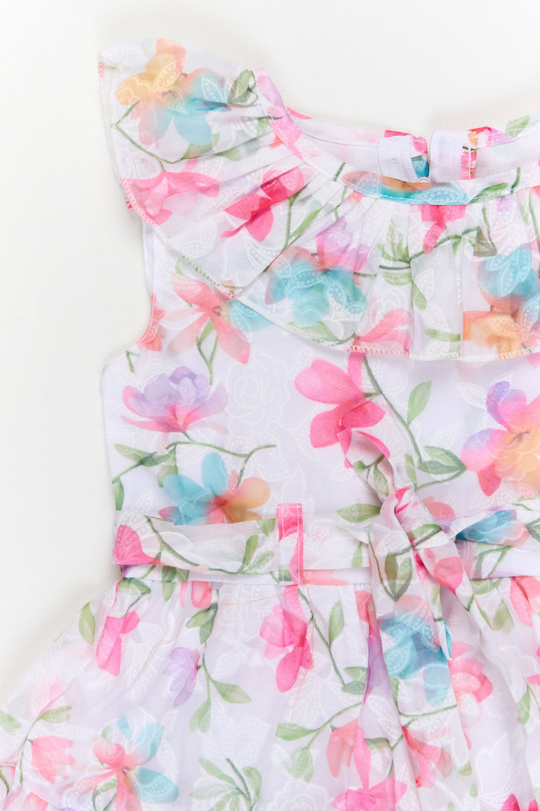 The Nesavu Girls Cotton Frock Girls Sleeveless Frock with Digital Floral Print for Outings and Birthdays Nesavu Nesavu girls georgette brasso frock with floral digital print for birthdays and casual outings