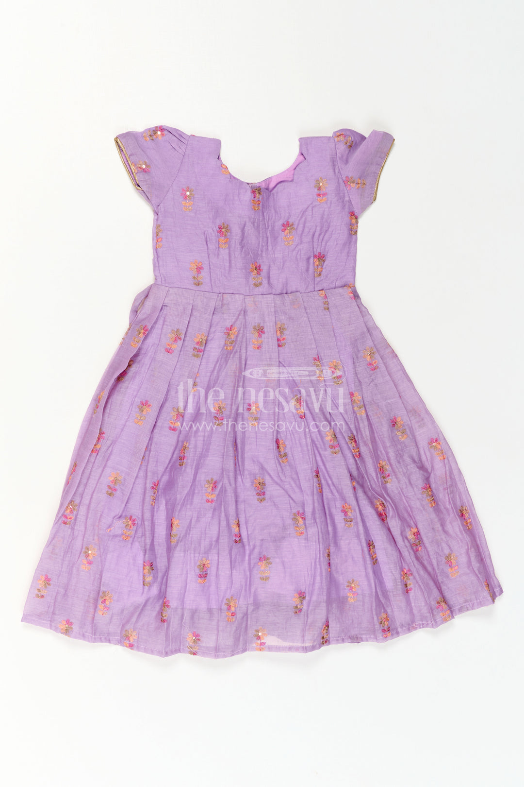 The Nesavu Girls Casual Gown Girls Sleeveless Gown for Birthday Parties and Twirl Moments Nesavu Nesavu Girls Sleeveless Gown For Birthday Parties And Festive Occasions With Thread Embroidery