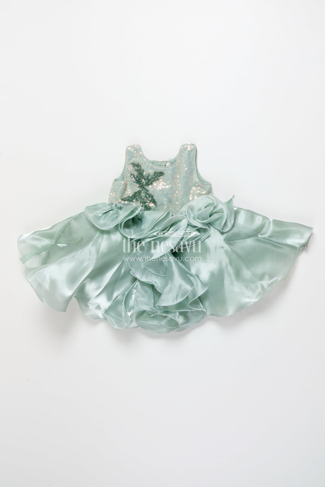 The Nesavu Girls Fancy Party Frock Girls Sleeveless Organza Frock with Layered Ruffle Skirt Nesavu Nesavu girls ruffle organza frock birthdays events