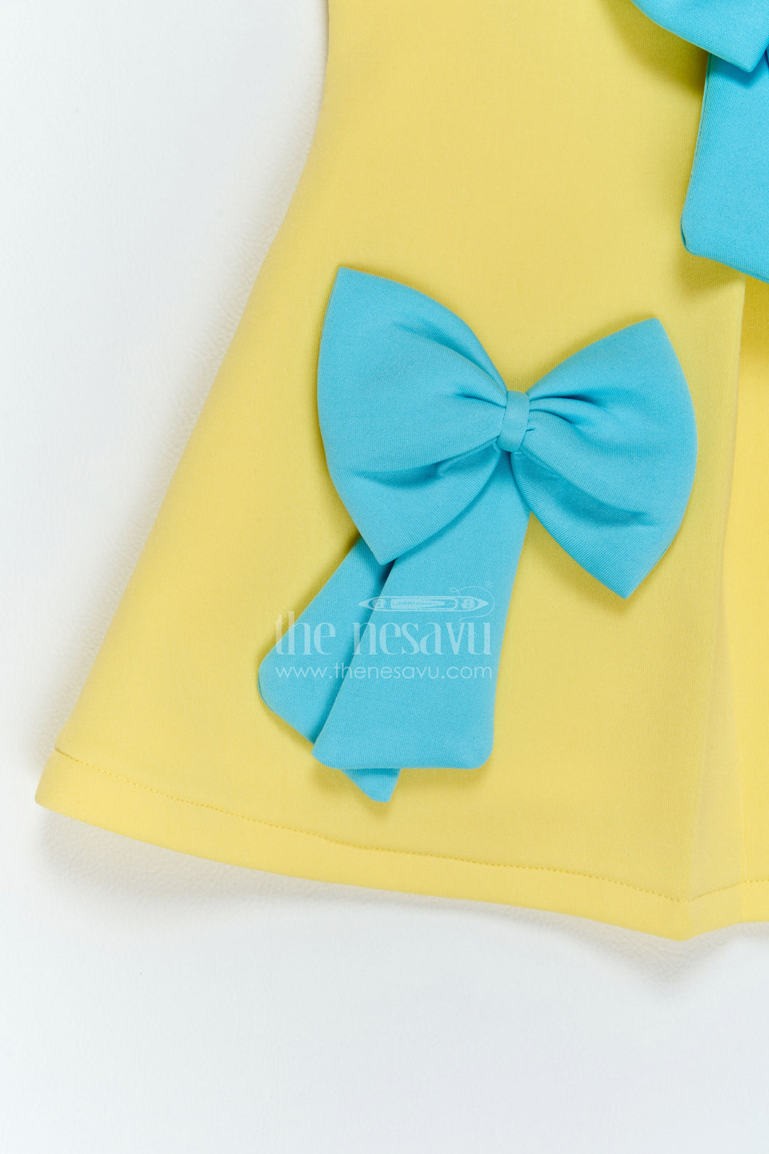 The Nesavu Girls Fancy Party Frock Girls Statement Bow Frock for Birthday Parties and Playful Celebrations Nesavu Nesavu Girls Statement Bow Scuba Frock For Birthday Parties Cake Cutting And Playful Celebrations