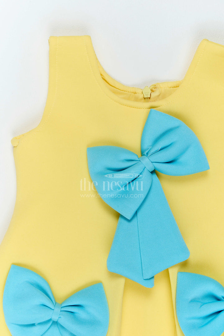 The Nesavu Girls Fancy Party Frock Girls Statement Bow Frock for Birthday Parties and Playful Celebrations Nesavu Nesavu Girls Statement Bow Scuba Frock For Birthday Parties Cake Cutting And Playful Celebrations