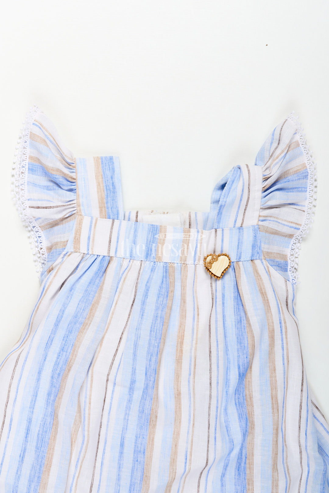 The Nesavu Girls Cotton Frock Girls Stripe Frock in Cotton with Shoulder Bows and Classic Vertical Multi Color Stripes Nesavu Girls Cotton Stripe Frock Shoulder Bows Vertical Multi Color Striped Pattern | The Nesavu