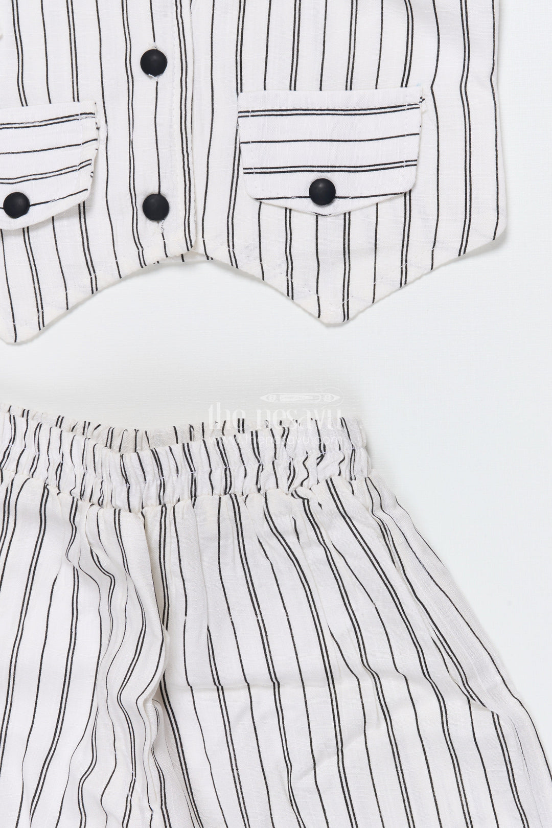 The Nesavu Girls Co-Ord Sets Girls Striped Co-Ord Set for School Programs and Casual Ethnic Wear Nesavu Nesavu girls striped cotton co-ord set floral brooch school ethnic wear casual events