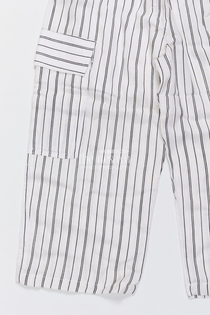 The Nesavu Girls Co-Ord Sets Girls Striped Co-Ord Set for School Programs and Casual Ethnic Wear Nesavu Nesavu girls striped cotton co-ord set floral brooch school ethnic wear casual events