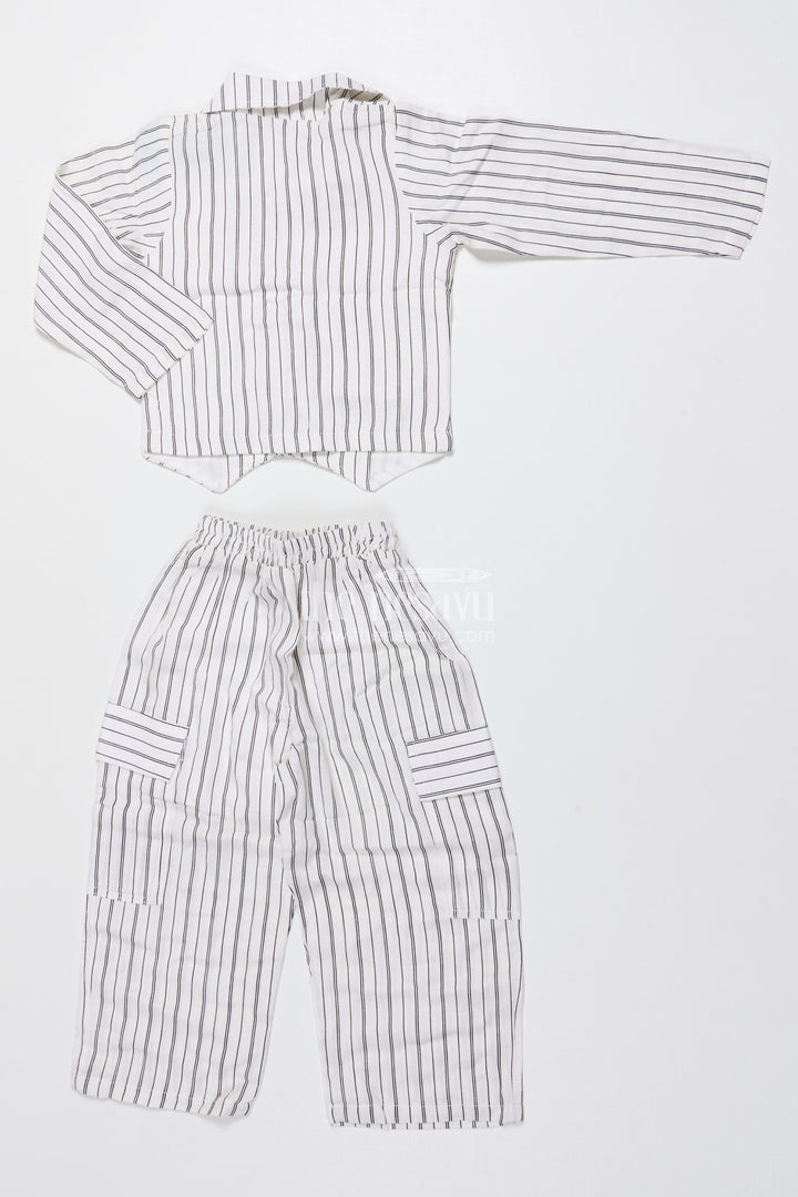 The Nesavu Girls Co-Ord Sets Girls Striped Co-Ord Set for School Programs and Casual Ethnic Wear Nesavu Nesavu girls striped cotton co-ord set floral brooch school ethnic wear casual events