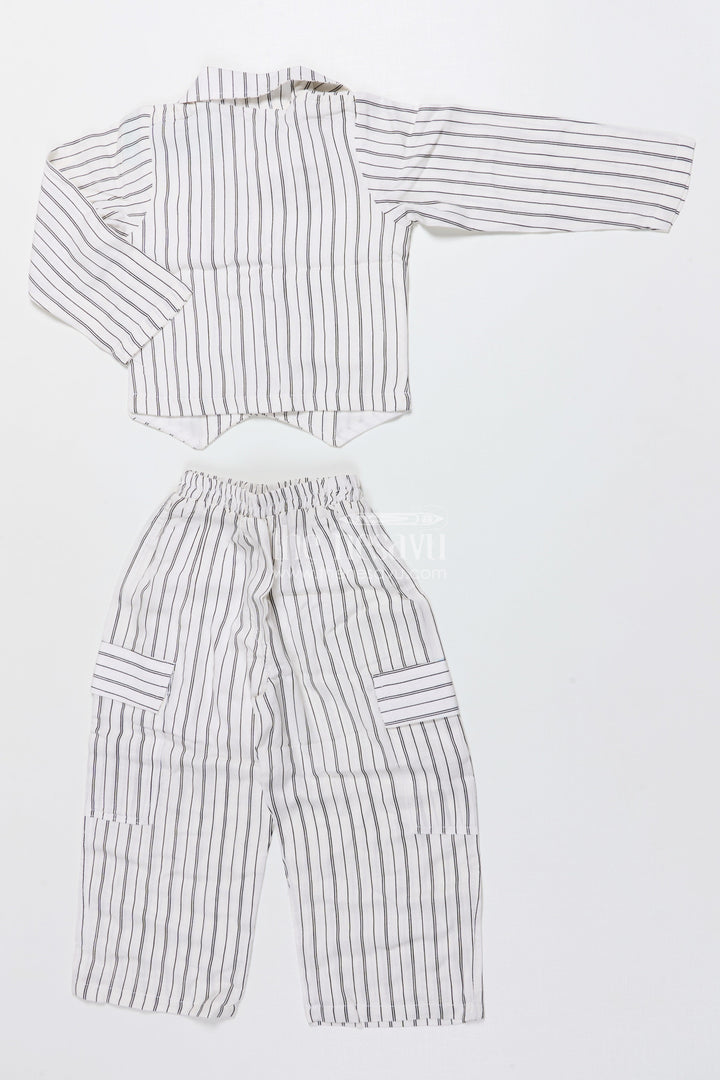 The Nesavu Girls Co-Ord Sets Girls Striped Co-Ord Set for School Programs and Casual Ethnic Wear Nesavu Nesavu girls striped cotton co-ord set floral brooch school ethnic wear casual events