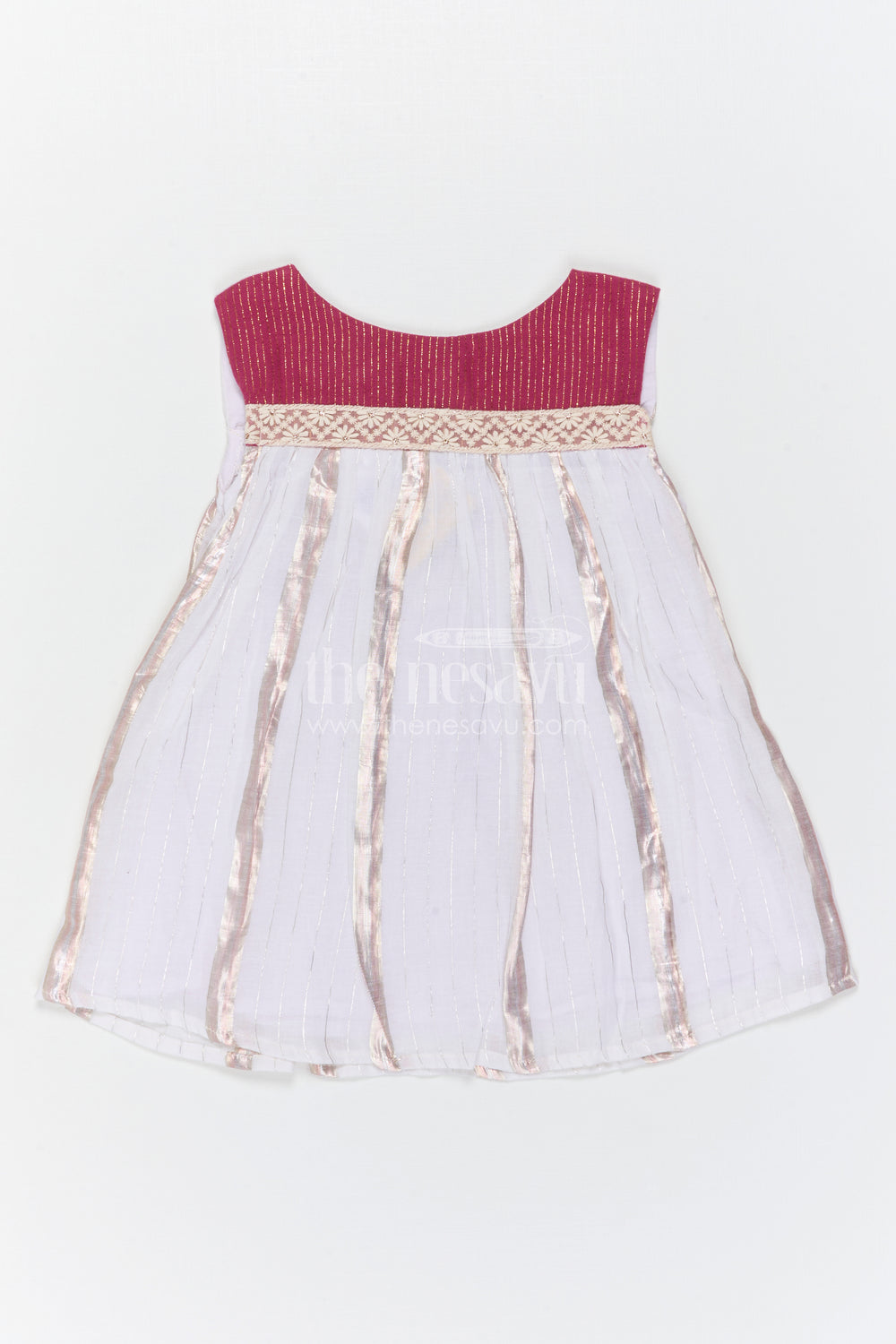 The Nesavu Girls Cotton Frock Girls Striped Frock for Festive Outings and Family Gatherings Nesavu Nesavu Girls Striped Cotton Frock For Festive Outings And Family Celebrations
