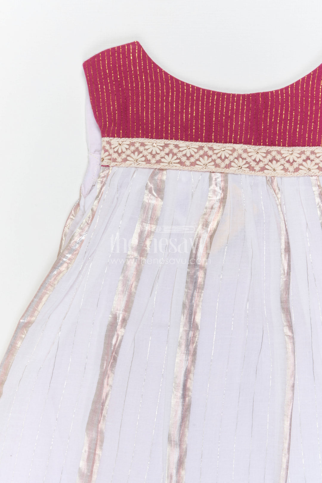 The Nesavu Girls Cotton Frock Girls Striped Frock for Festive Outings and Family Gatherings Nesavu Nesavu Girls Striped Cotton Frock For Festive Outings And Family Celebrations