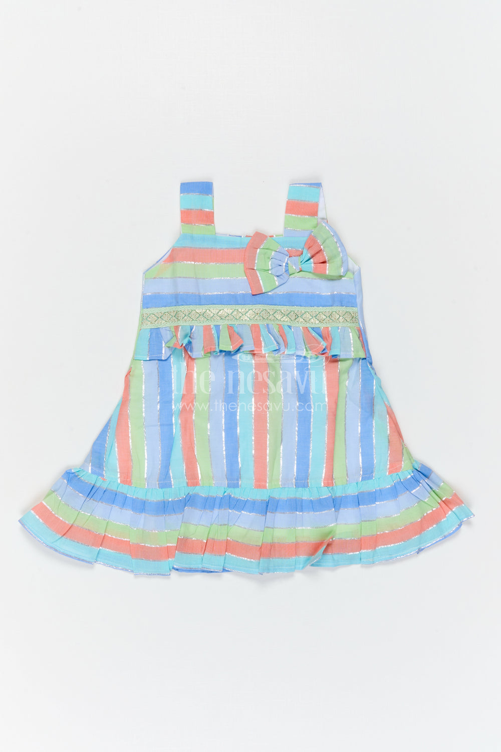 The Nesavu Girls Cotton Frock Girls Striped Frock for Summer Outings and Playful Days Nesavu Nesavu Girls Striped Cotton Frock For Summer Outings And Playful Celebrations