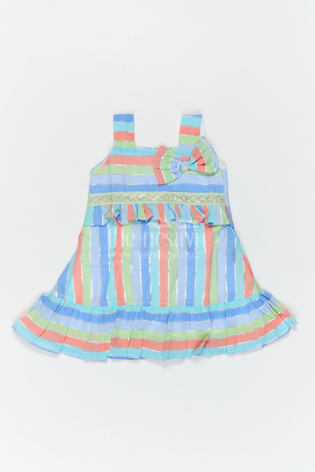 The Nesavu Girls Cotton Frock Girls Striped Frock for Summer Outings and Playful Days Nesavu Nesavu Girls Striped Cotton Frock For Summer Outings And Playful Celebrations