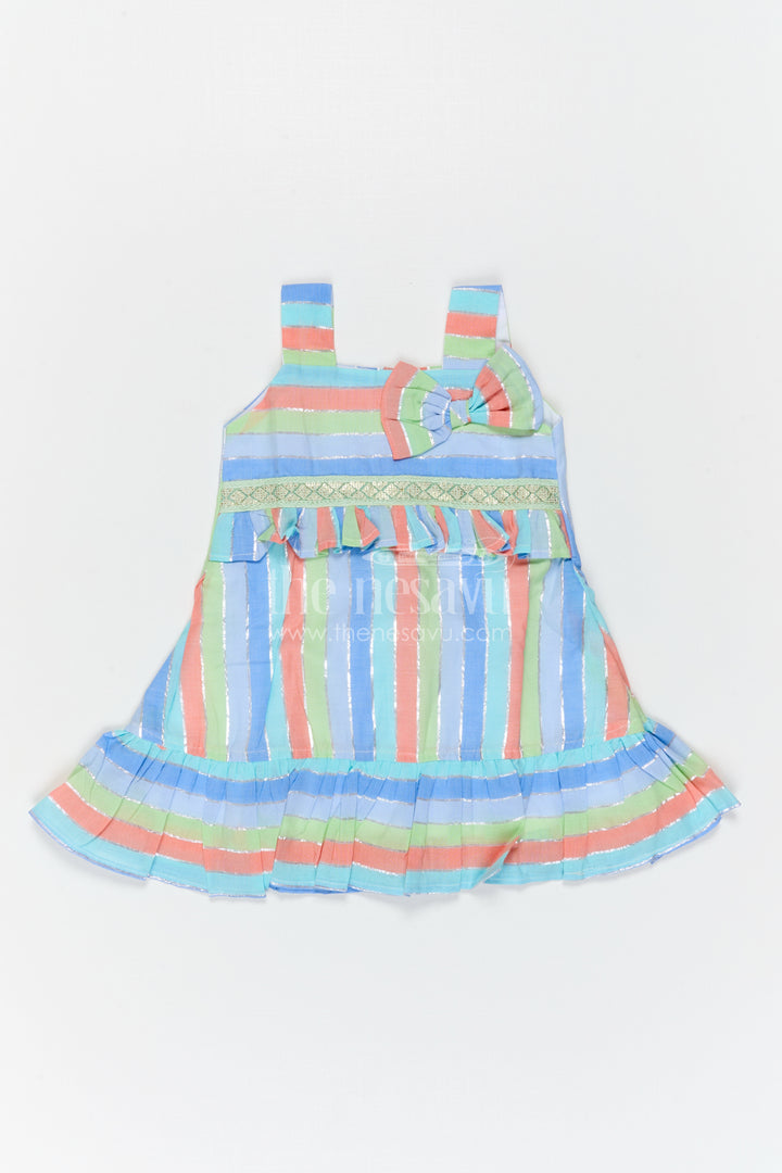 The Nesavu Girls Cotton Frock Girls Striped Frock for Summer Outings and Playful Days Nesavu Nesavu Girls Striped Cotton Frock For Summer Outings And Playful Celebrations