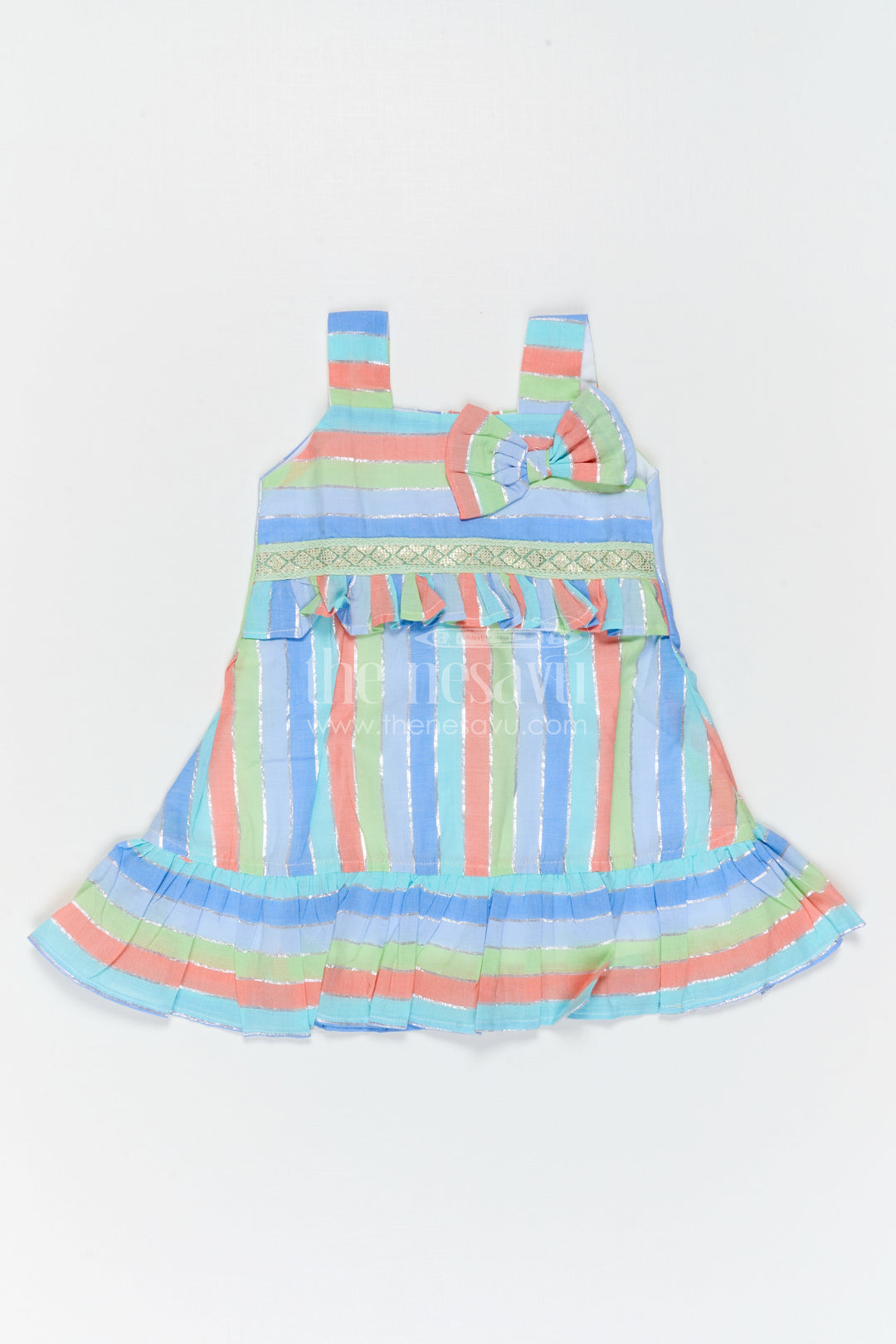 The Nesavu Girls Cotton Frock Girls Striped Frock for Summer Outings and Playful Days Nesavu Nesavu Girls Striped Cotton Frock For Summer Outings And Playful Celebrations