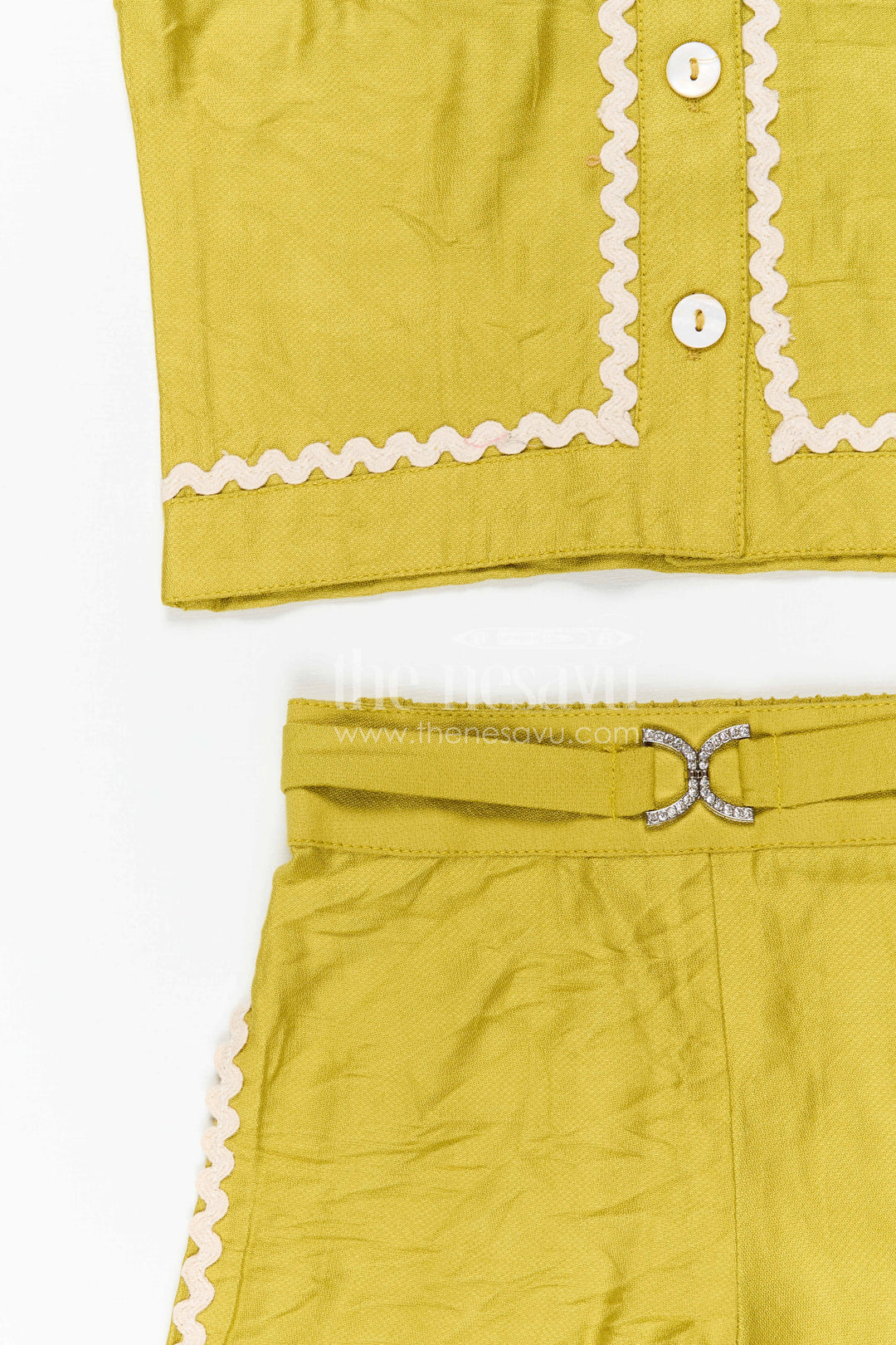 The Nesavu Girls Co-Ord Sets Girls Stylish Bubble Crepe Co-ord Set for Summer Outings and Casual Celebrations Nesavu Nesavu girls bubble crepe co-ord set for summer outings casual wear and stylish kids fashion