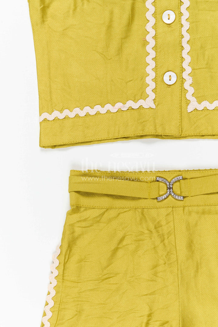 The Nesavu Girls Co-Ord Sets Girls Stylish Bubble Crepe Co-ord Set for Summer Outings and Casual Celebrations Nesavu Nesavu girls bubble crepe co-ord set for summer outings casual wear and stylish kids fashion