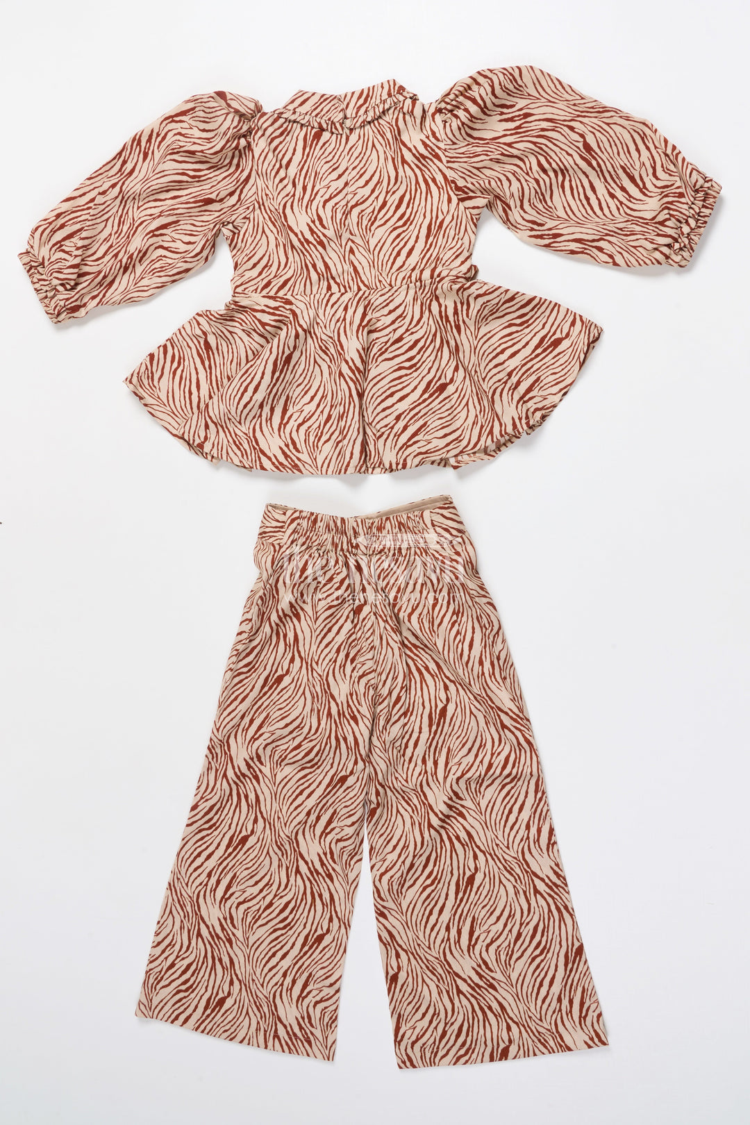 The Nesavu Girls Co-Ord Sets Girls Stylish Co-Ord Set with Flared Top for Birthdays and Cultural Functions Nesavu Nesavu girls digital print co-ord set peplum top pants birthdays stylish events