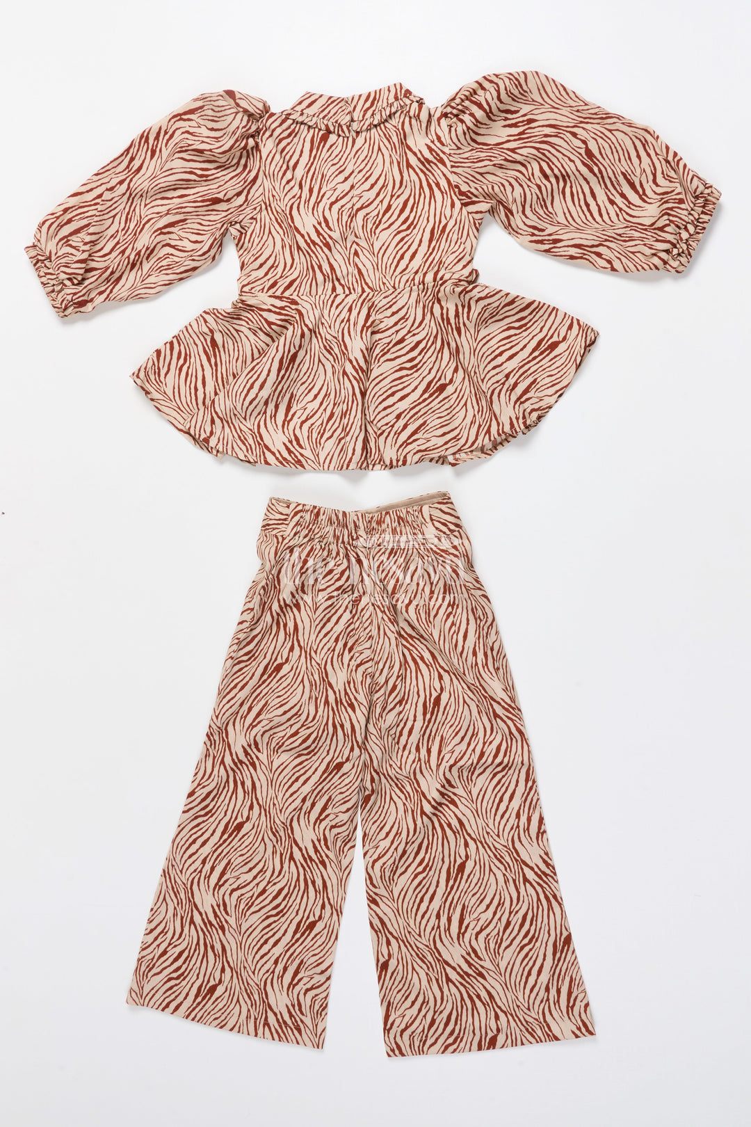 The Nesavu Girls Co-Ord Sets Girls Stylish Co-Ord Set with Flared Top for Birthdays and Cultural Functions Nesavu Nesavu girls digital print co-ord set peplum top pants birthdays stylish events