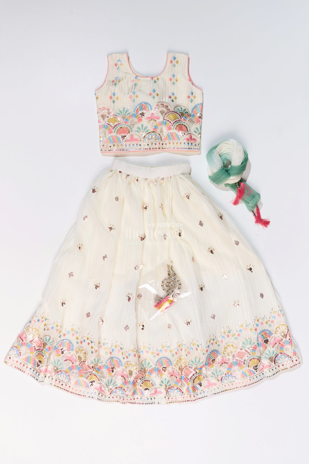 The Nesavu Girls Lehenga Choli Girls Stylish Lehenga Choli Design with Intricate Embroidery and Sequin Accents for Grand Occasions Nesavu Girls Stylish Lehenga Choli Design Embroidery Sequins Festive Wedding Wear | The Nesavu