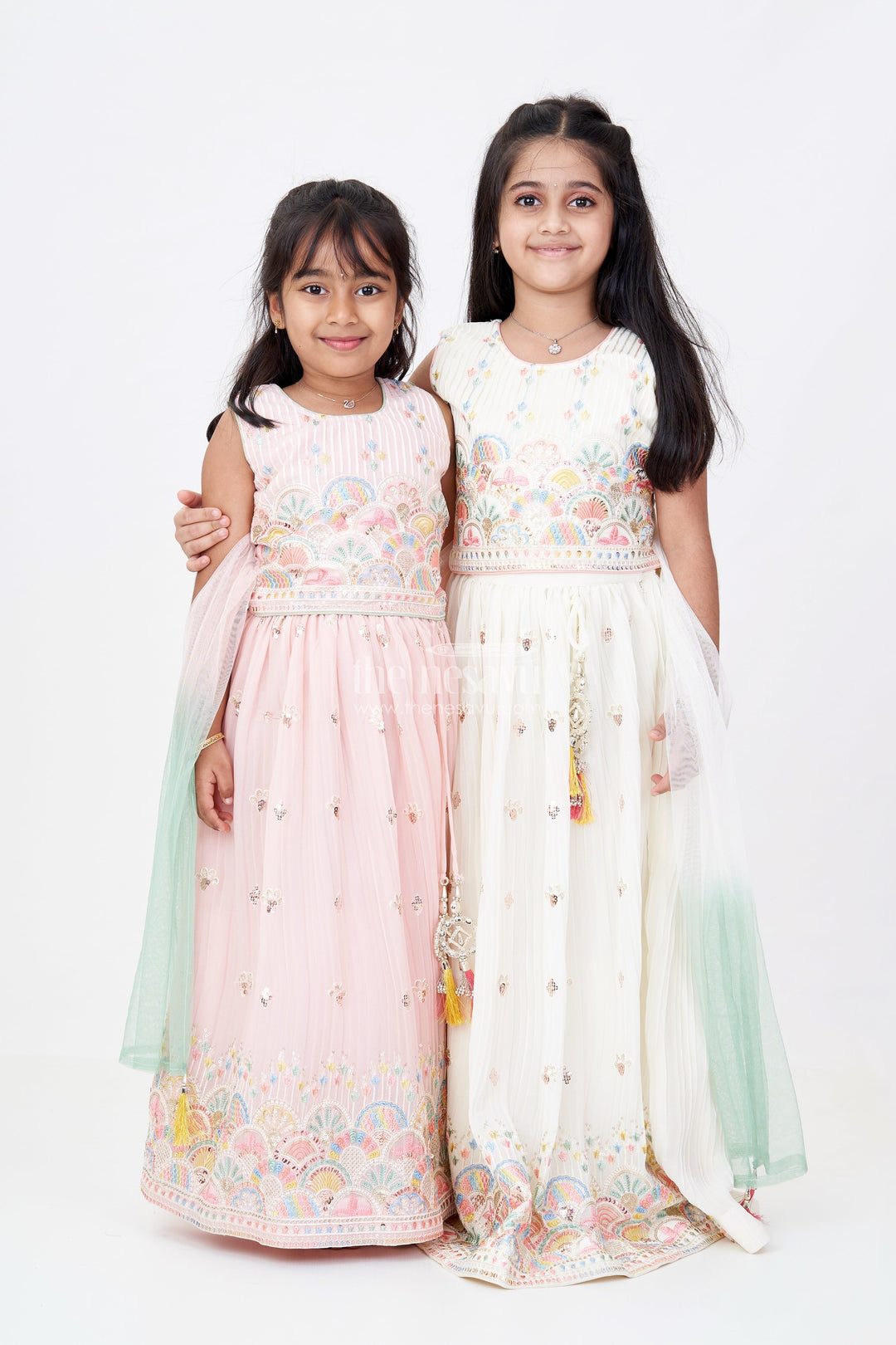 The Nesavu Girls Lehenga Choli Girls Stylish Lehenga Choli Design with Intricate Embroidery and Sequin Accents for Grand Occasions Nesavu Girls Stylish Lehenga Choli Design Embroidery Sequins Festive Wedding Wear | The Nesavu