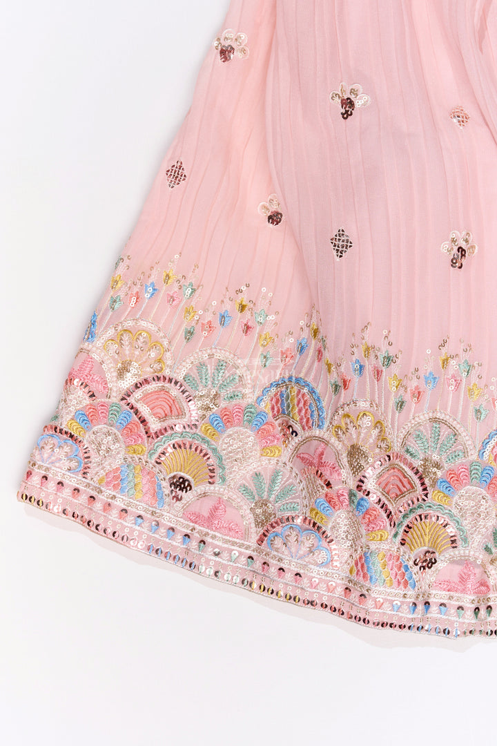 The Nesavu Girls Lehenga Choli Girls Stylish Lehenga Choli with Multicolor Embroidery and Elegant Scalloped Hem for Festive Wear Nesavu Girls Stylish Lehenga Choli Multicolor Embroidery Scalloped Hem Festive Wear | The Nesavu