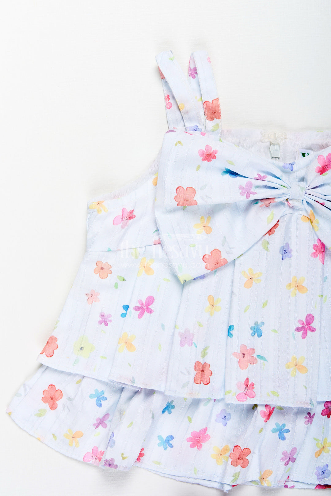 The Nesavu Girls Casual Set Girls Summer Casual Set with Lavender Shorts and Bow Top Nesavu Nesavu girls cotton casual outfit lavender shorts bow top