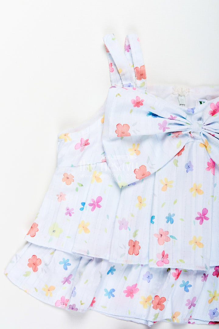 The Nesavu Girls Casual Set Girls Summer Casual Set with Lavender Shorts and Bow Top Nesavu Nesavu girls cotton casual outfit lavender shorts bow top