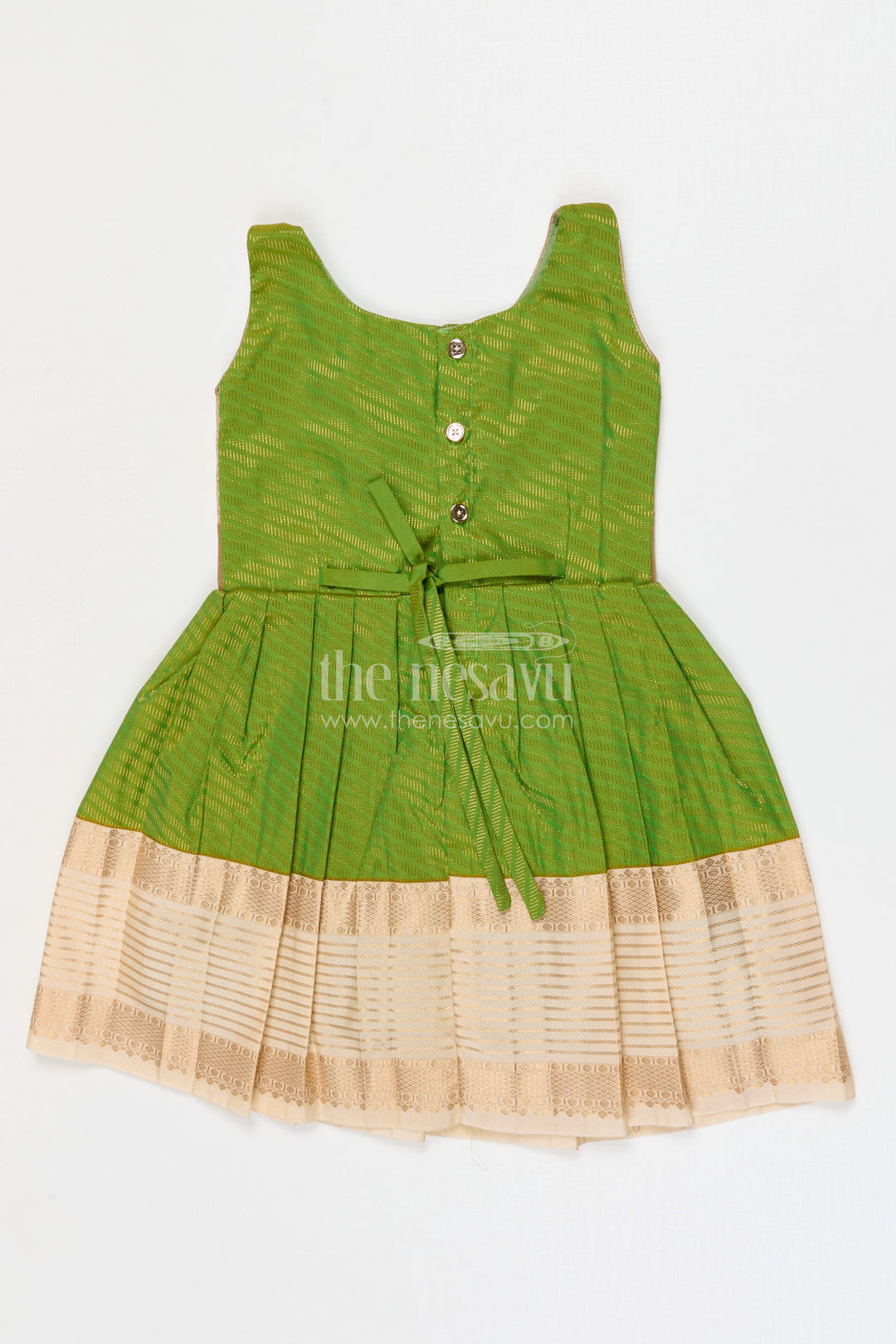 The Nesavu Girls Kanchi Silk Frock Girls Temple Wear Silk Frock for Traditional Occasions Nesavu Nesavu Girls Temple Wear Kanchivaram Silk Frock For Traditional Ceremonies And Festive Occasions