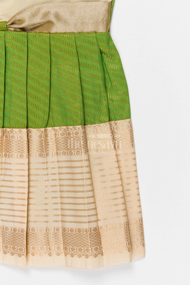 The Nesavu Girls Kanchi Silk Frock Girls Temple Wear Silk Frock for Traditional Occasions Nesavu Nesavu Girls Temple Wear Kanchivaram Silk Frock For Traditional Ceremonies And Festive Occasions