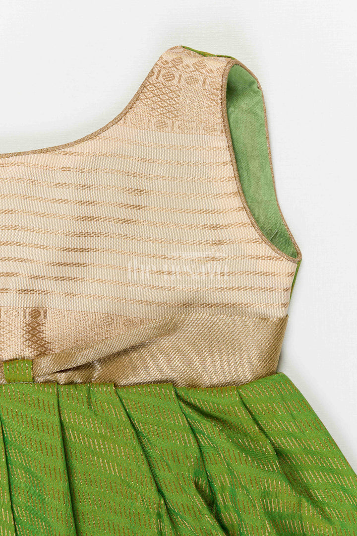 The Nesavu Girls Kanchi Silk Frock Girls Temple Wear Silk Frock for Traditional Occasions Nesavu Nesavu Girls Temple Wear Kanchivaram Silk Frock For Traditional Ceremonies And Festive Occasions